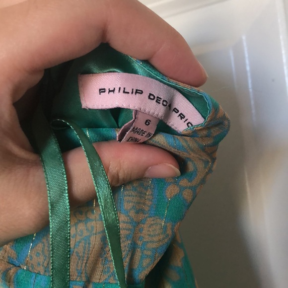 Silk Dress with Metallic Gold Detail - Picture 4 of 5